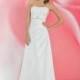 Simple A-line Strapless Beading Ruching Sweep/Brush Train Satin&Organza Wedding Dresses - Dressesular.com