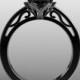 Exclusive 14k black gold lotus filigree engagement ring,7mm round natural Onyx, AKR-489