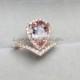 14K Rose Gold Ring 1.35ct Pear Morganite Diamond Engagement Morganite Wedding Ring Morganite Ring Engagement Ring Halo Pear Ring