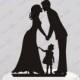 Ships Next Day!  Wedding Cake Topper Silhouette Groom and Bride with little Girl, Kiss - Family , BLACK Acrylic - Cake Topper [CT60g]