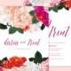 Bright and Fun Floral Wedding Invitations • Ready to Post Invitations • Pink and Peach Peonies with Elegant Calligraphy