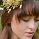 Bridal floral crown Rustic wedding halo Flower buds headband Wedding Floral crown Green Woodland crown Exotic hair wreath