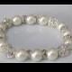 Pearl bracelet with rhinestones and rondelle spacers  - Bridal bracelet - Bridesmaid bracelet