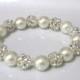Ivory pearl bracelet with crystal hinestone balls,  bridal bracelet, bridesmaids bracelet, wedding jewelry