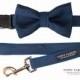 Navy Layered Dog Bow Tie - Optional Leash - Wedding Dog - Ring Bearer