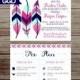 Boho Chic Tribal Bachelorette Party Invitation with Schedule, bride's tribe bachelorette party, Hen's Party-Printed Invites or Digital File