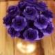 Dark Purple Wooden Roses  - Two Dozens  with Wire Stem - 2 inches diameter