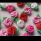Mini Valentine's Day royal icing rosettes -- pink, white, red -- Cake decorations cupcake toppers (24 pieces)
