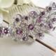 Purple Swarovski Crystal and Pearl Wedding Comb,Wedding Hair Accessories,Vintage Style Flower and Leaf Rhinestone Bridal Hair Comb,MARCY