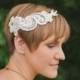 Bridal Ivory lace clip with pearls bridal hair accessories