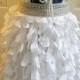 Bejeweled Denim & Diamonds Silver White Corset 3D Petal Taffeta Natural Waist Bridal Wedding Ball Gown Party Costume Prom