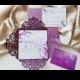 Purple Watercolor Wedding invitations - Stunning bespoke modern laser cut wedding invitation {Panama design Sku: PanBar01}