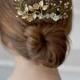 Gold crystal hair comb wedding delicate comb hair back crystal hair vine gold floral head piece bridal accessories