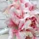 Pink stargazer lily wedding bouquet, Pink peony bouquet, Silk bridal bouquet, Wedding flowers