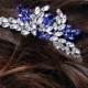 Blue Bridal hair comb Something blue Wedding hair comb Navy blue Wedding Hair accessory Rhinestone hair comb Sapphire blue Crystal hair comb