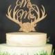 Wedding Cake Topper Deer Antlers Mr Mrs Monogram Initial Cake Topper