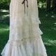 SM Cream Off White Ivory drop waist Flapper tattered wedding dress, boho bohemian hippie gypsy bride, US size 6-8, small, Lily Whitepad