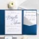 Navy and silver wedding invitations 