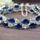 blue bridal bracelet sapphire Blue bracelet cubic zirconia bracelet Wedding bracelet Navy blue bracelet crystal bracelet Something blue