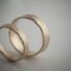 Melted Wedding Set Recycled Hand Forged 14k Yellow Gold Ring Bands Eco Friendly Metal