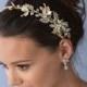 Floral Gold Bridal Headband, Bridal Hair Accessories, Gold Bridal Headpiece, Floral Wedding Headband, Gold Wedding Headband, ~TI-3280-G