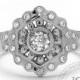 Vintage Diamond Engagement Ring Artisan Halo 1950s Engagement ring