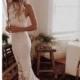 High Neck Sheath Lace Summer Wedding Dresses Sleeveless Cheap Bridal Dresses For Beach, WD0024