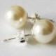 6mm, 8mm, 10mm Swarovski pearl studs- bridesmaid earrings- White or Ivory pearls, pearl stud earrings- Bridal pearl gifts- ivory pearl studs