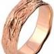 Twig Ring, 18K Rose Gold Ring, unisex ring, wedding ring, 6mm wedding band, antique, art nouveau, vintage, bark ring, wood ring, rough, 9