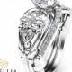 Heart Shaped Diamond Engagement Ring Set 14K White Gold Engagement Rings Natural Diamond Flower Rings