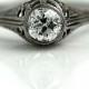 Antique Diamond Ring .70ctw Bezel Set Old European Cut Diamond Art Deco Wedding Ring 18Kt White Gold Engagement Ring Size 7!