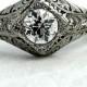 Platinum Antique Engagement Ring Old European Cut Diamond .93ctw GIA Art Deco Engagement Ring GIA Filigree Antique Diamond Wedding Ring!