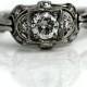 Antique Engagement Ring .55ctw Diamond Engagement Ring 18 Kt White Gold Antique Diamond Filigree Ring Vintage Deco Engagement Ring