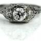 Vintage Engagement Ring 1.15ctw GIA Diamond Engagement Ring 18K White Gold Filigree Ring Vintage Diamond Wedding Ring Size 5!