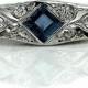 Sapphire Engagement Ring .75 ctw Art Deco Sapphire Diamond Ring Antique Sapphire Engagement Ring September Birthday Size 4.5!