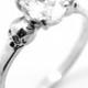Skull Ring Silver 1.4ct Diamond Oval Cut Hand Crafted Engagement Ring