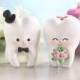 Molar Teeth wedding cake toppers - dentist bride groom dental hygienist odontologist oral surgeon funny cute figurines personalized
