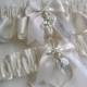 Police Officer Wedding Garters Handcuff Charms Handmade Light Ivory Garters