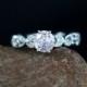 Light Pink Sapphire & Diamond Engagement Ring Milgrain leaf Eternity Stackable Band 1ct 6mm 14k 18k White Yellow Rose Gold-Platinum-Custom