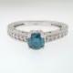 Blue Diamond Engagement Ring 0.60 Carat 14K White Gold Vintage Antique Style Handmade Bridal