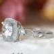 1.80 ct.tw Leaf & Vine Art Deco Halo Engagement Ring-Brilliant Cut Diamond Simulants-Wedding Ring-Milgrain Ring-Solid Sterling Silver [4252]