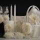 Ring Bearer Pillow & Flower Girl Wedding Basket with Ivory Lace   Ivory Guest Book   Unity Candles and Champagne Glasses   Cake Serving Set