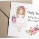Will You Be My Flower Girl Card - Personalised Pink Floral Wedding, Flower Girl, Bridesmaid, Page Boy, Usher
