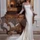 Elegant Stretch Satin & Tulle Bateau Neckline Sheath Wedding Dresses with Lace Appliques - overpinks.com