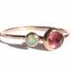 Rose Cut Pink Tourmaline Ring, Opal Ring - SOLID Rose Gold Ring - Tourmaline Engagement Ring - Rose Gold Engagement Ring - Opal Rose Gold.