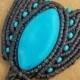 Magic stone turquoise macrame necklace,gemstone jewelry, brass necklace, boho jewelry, tribal jewelry, yoga talisman, turquoise stone