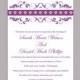 DIY Wedding Invitation Template Editable Word File Instant Download Printable Floral Invitation Eggplant Invitations Purple Invitation