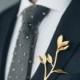 Leaf & Branch Boutonniere- 3D Printed Stainless Steel Men's Suiting Accessory