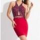 Red Two-Piece Beaded Jersey Dress by Rachel Allan Short - Color Your Classy Wardrobe