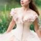 Fantasy Wedding Gown Fairy Blossom- Blush Tulle Skirt Silk Flowers - Corset - Fairytale Masquerade Handmade Wedding Dress- Custom to Order